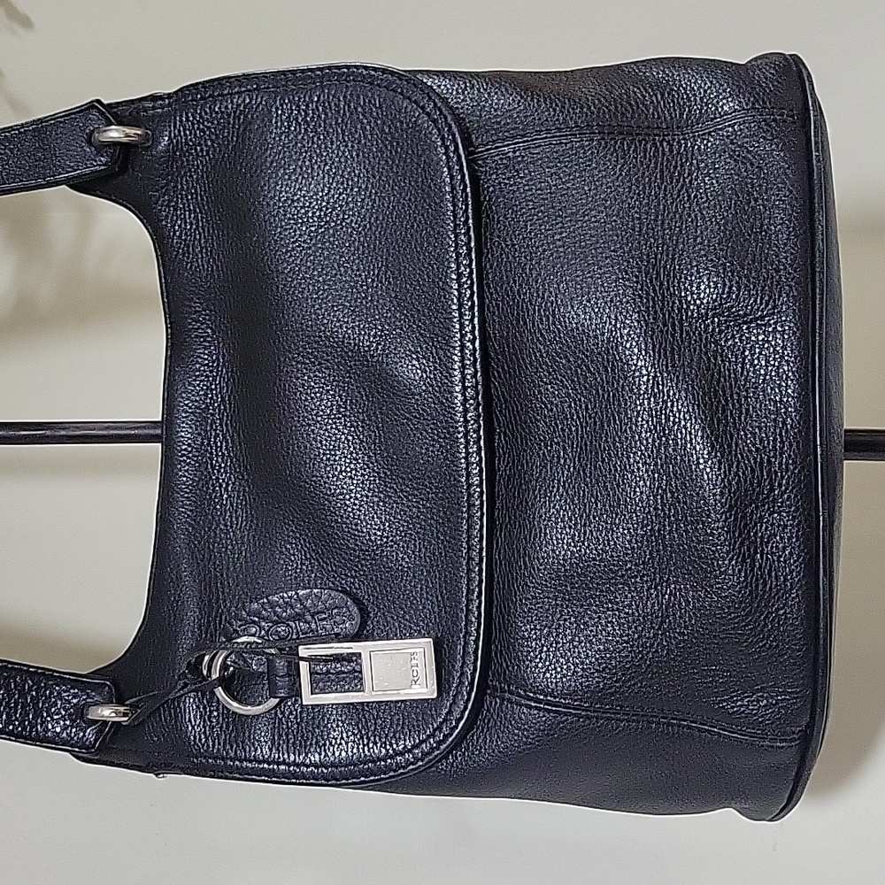 ROLFS Soft black leather shoulder bag Dimensions 10 in X 10 in X 3.5 in - Picture 4 of 16